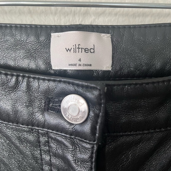 Wilfred Melina High Waisted Straight Leg Black Vegan Leather Pants Women Size 4 - Picture 6 of 14